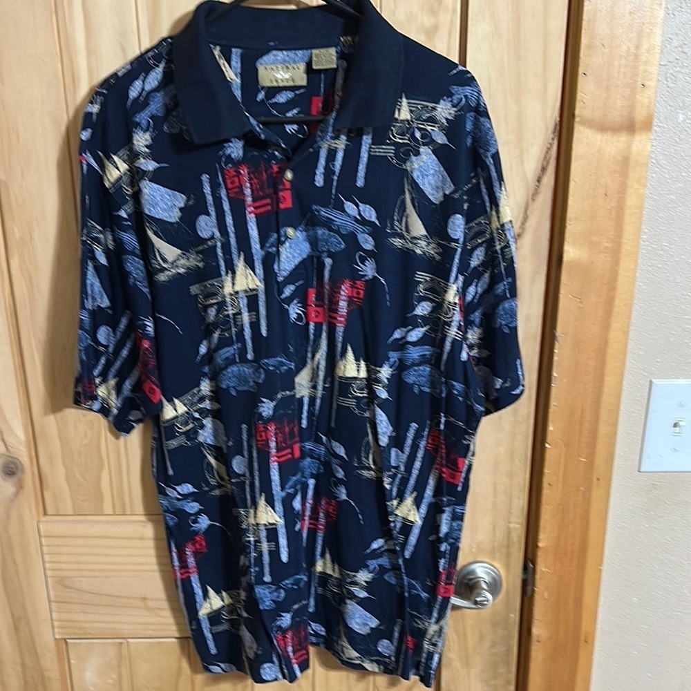 Natural Issue Nautical Print Polo Shirt